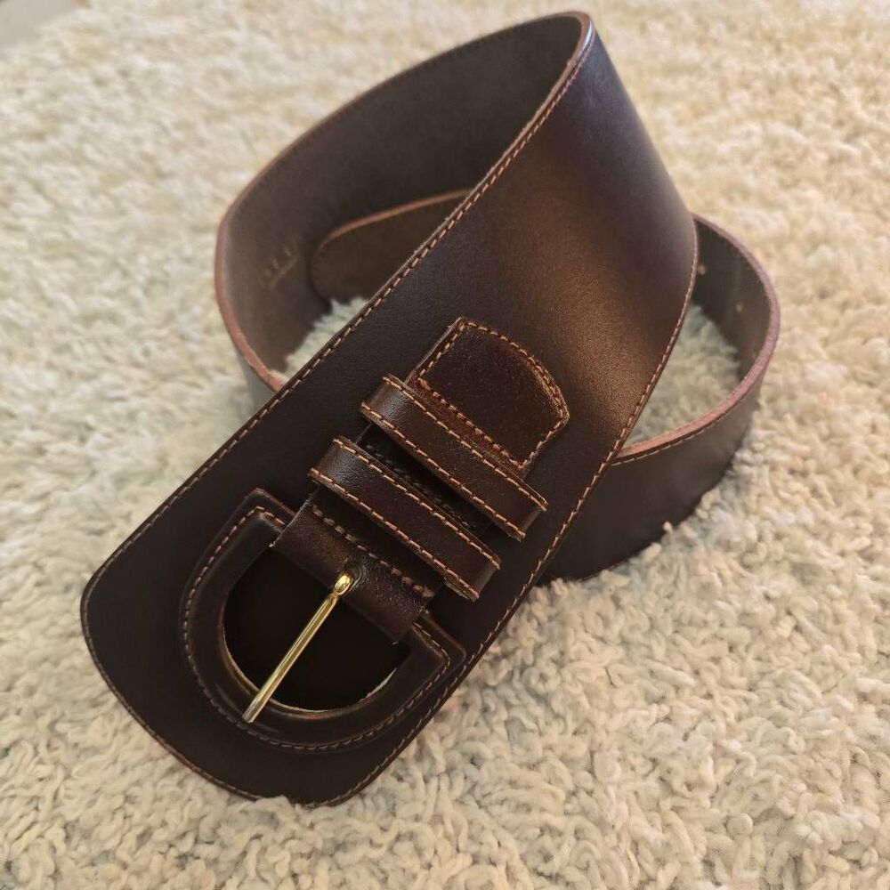 The Limited Dark Brown Wide Leather Waist Belt Made in Italy Size Small - Picture 2 of 8